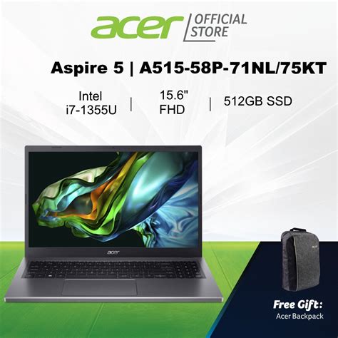 [13th Gen Intel Core I7 1355u] Acer Aspire 5 A515 58p 71nl 75kt Gray