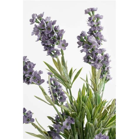 Kunstplant Lavendel Paars Met Groen Lavandula Grijze Pot 33 Cm