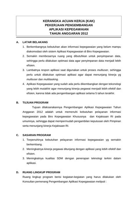 Pdf Kerangka Acuan Kerja Kak Pekerjaan Pdf Filekerangka Acuan