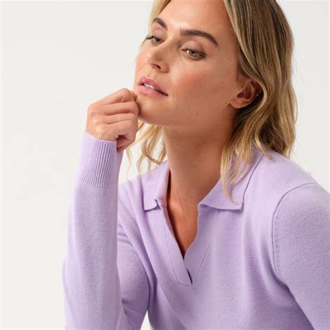 Khoko Collection Womens Soft Touch Johnny Collar Jumper Lilac