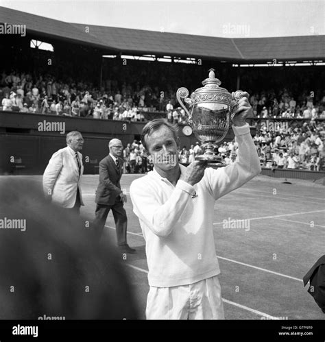 Australias Rod Laver With The Wimbledon Mens Singles Trophy After