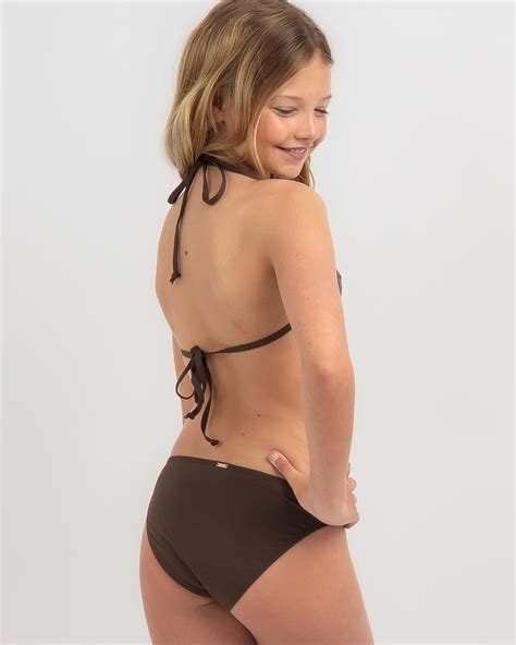 Shop Topanga Girls Coco Fixed Triangle Bikini Set In Dark Choc Fast