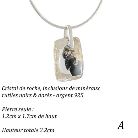 Pendentif Cristal De Roche Inclusions Argent Mod Le Au Choix