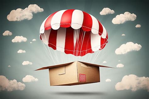 Premium AI Image Illustration Of Cardboard Box And Parachute In The