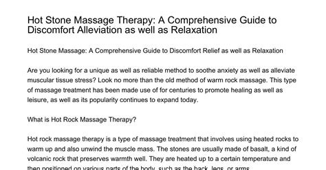 Hot Rock Massage A Comprehensive Guide To Pain Alleviation And Relaxationgeebq Pdf Pdf DocDroid