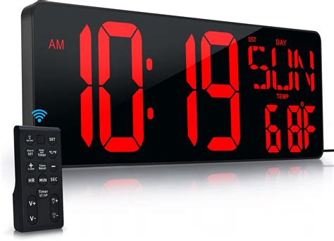 Reloj De Pared Digital Grande Con Control Remoto LED De 16 5 Pulgadas