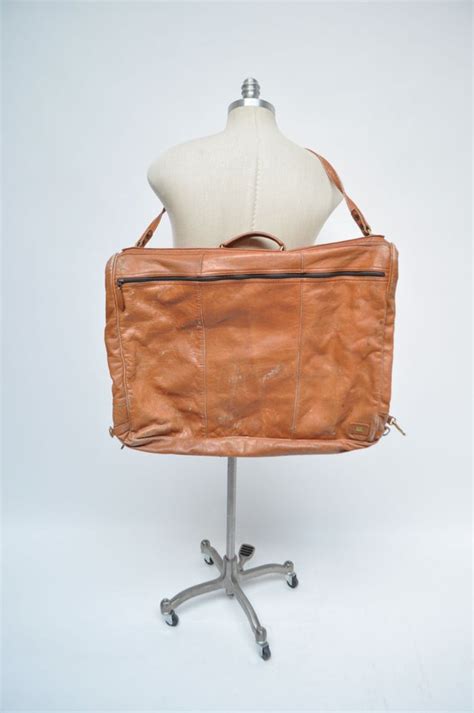 vintage leather garment bag luggage carry on by goodbyeheartwoman