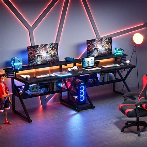 Tribesigns 102-Inch Double Gaming Desk with Hutch, Monitor Stand ...