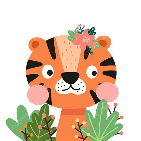 Bonita Ilustração De Desenho Animado Pequeno Tigre PNG Animal O