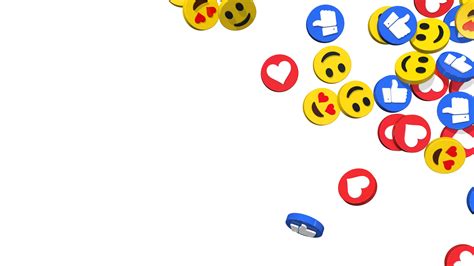 Social Media Like Thumb Hearts And Emoji Icons Isolated On Right Side