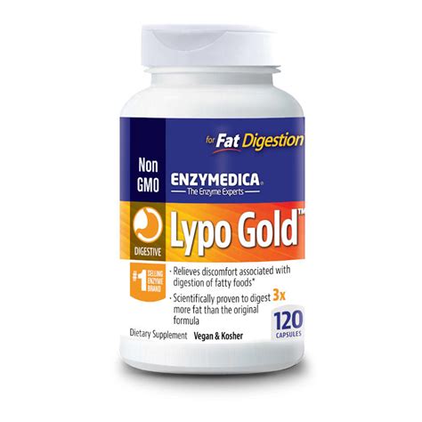 Lypo Gold Potent Lipase Enzymes By Enzymedica 120 Capsules