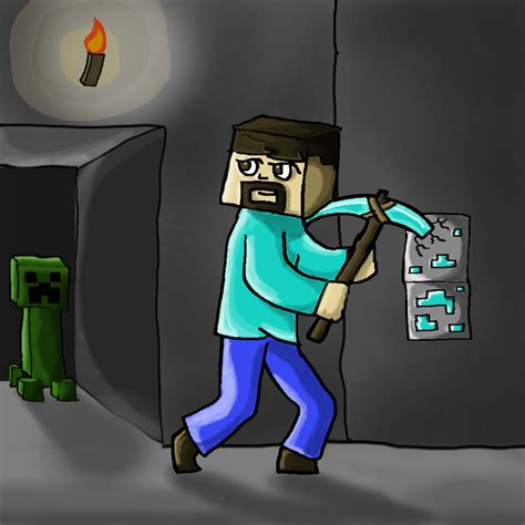 Steve Mining Art by calfrills on deviantART