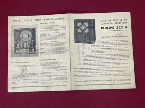 Manuel Notice Ancienne Philips A Radio Tsf Fr Appareil Recepteur Eur