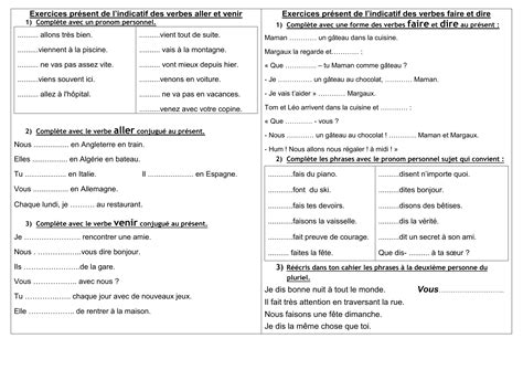 Exercices Pr Sent De L Indicatif Des Verbes Aller Et Venir Compl Te Hot Sex Picture