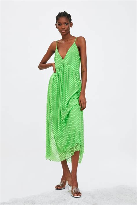 Venta Vestido Verde Topos Zara En Stock