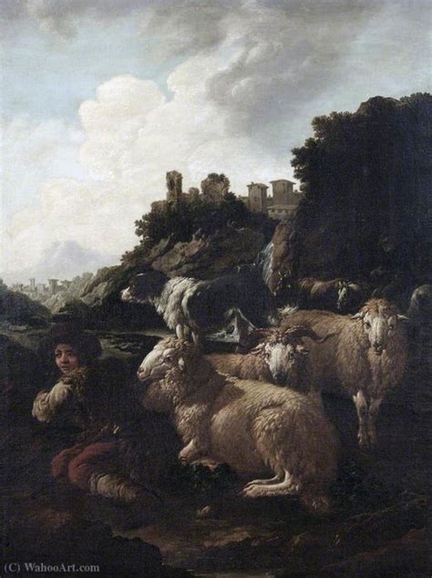 Artwork Replica Landscape With Shepherd Boy And Sheep By Philipp Peter