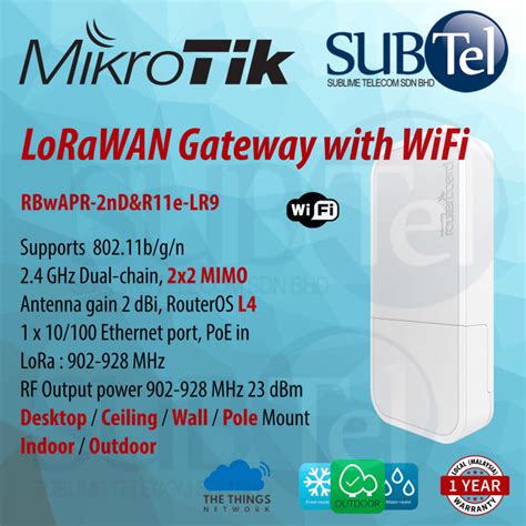 MikroTik LoRaWAN IoT Gateway With WiFi RBwAPR 2nD R11e LR9 WAP LR9