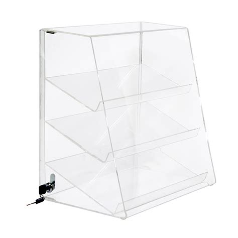 Acrylic Slanted 3 Shelf Display Case Shoppopdisplays