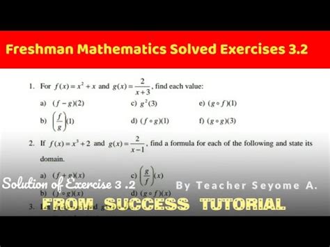 Exercise 3 2 Solving On Function Freshman Mathematics Part 2 Summary