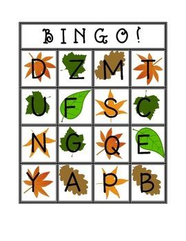 Fall Uppercase Letter Bingo By Cristie Smith Tpt