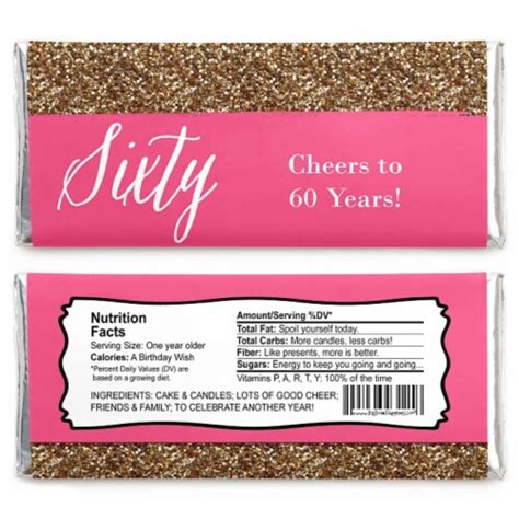 Big Dot Of Happiness Chic 60th Birthday Pink Black Gold Candy Bar