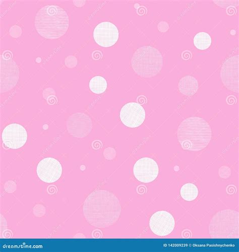 Pink Textile Textured Circles Seamless Pattern Stock Vector