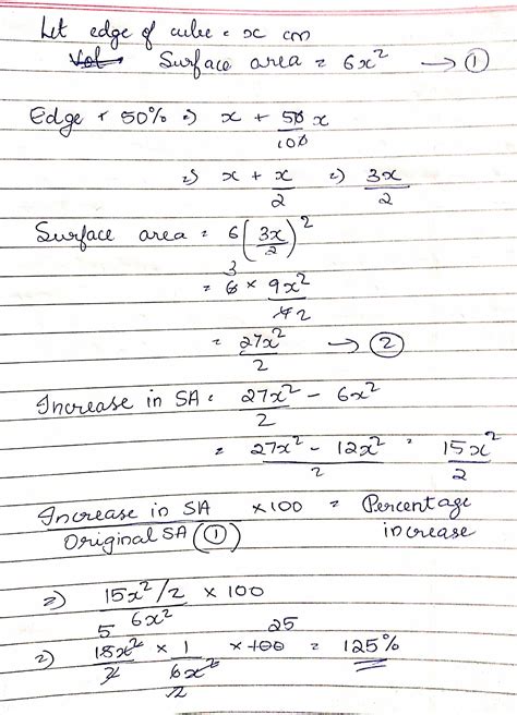 If Each Side Of A Cube Is Increased By 50 Find The Percentage Increase