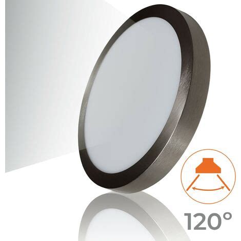 Plafonnier Led Cct Rond Surface W Lm Mm Cadre Argent Lot De U