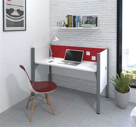 Bestar Pro Biz W Single Office Cubicle With Red Tack Board And Low