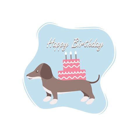 Festive Vector Card Dachshund Happy Birthdayfestive Vector Postcard