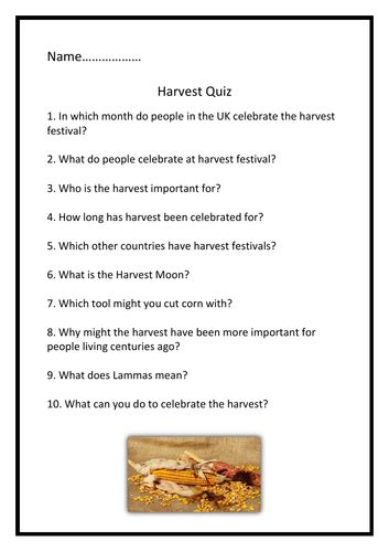 Harvest Festival Pack Assembly Presentation Lesson Activity Quiz