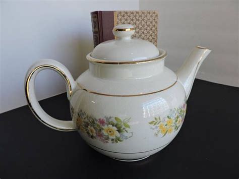 Arthur Wood Vintage Floral Teapot England White Teapot With Etsy