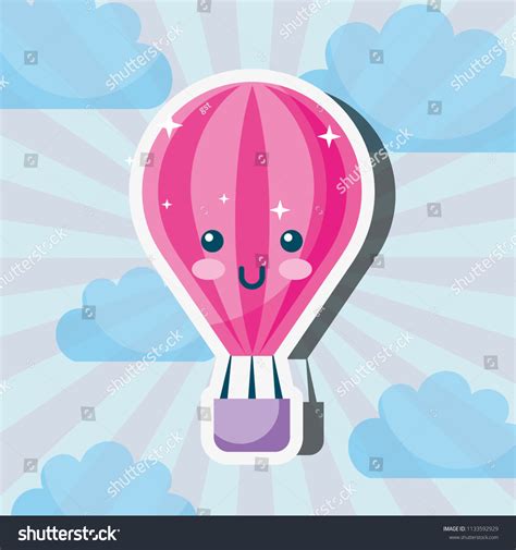 Kawaii Hot Air Balloon Cartoon Weather Stock Vector Royalty Free