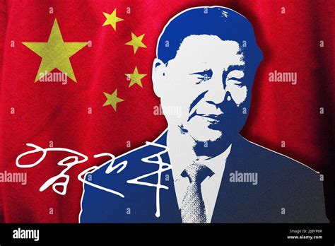 Xi Jinping, signature and flag of China Stock Photo - Alamy