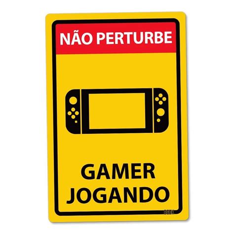 Placa Decorativa Não Perturbe Gamer Jogando Camicado