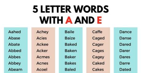 1700 Useful 5 Letter Words With A And E In English 7ESL