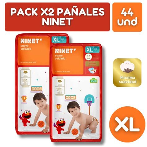 Pack Pañales Ninet Suave Cuidado XL Total 88Un Botifarma