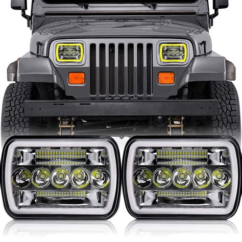 5”x7” 6”x7” High Low Beam Led Headlights Compatible With Jeep Wrangler Yj Cherokee Xj H6054 With