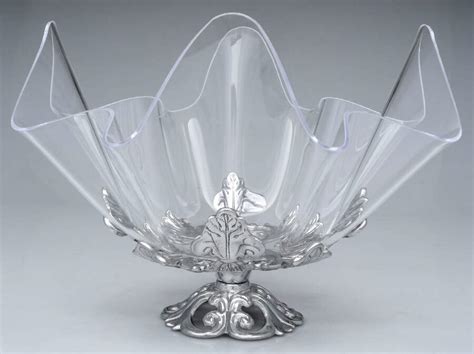 Fleur De Lis Aluminum Serveware Centerpiece Stand W Acrylic Bowl By