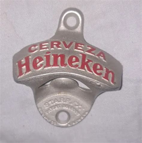 VINTAGE HEINEKEN CERVEZA Starr X Cast Iron Wall Mount Bottle Opener 27