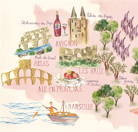 Stylized map of france things that different regions in france are