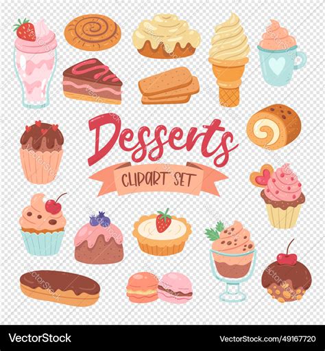 Desserts Clipart Set Royalty Free Vector Image