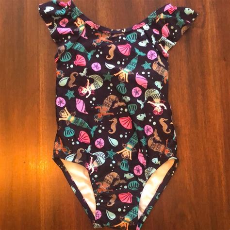 Swim Mermaid Girls Bathing Suit With Ruffle Straps And Back Bow Detail Poshmark