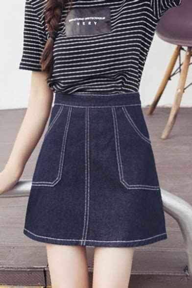 Womens Fashion High Rise Denim Skirt A Line Mini Skirt