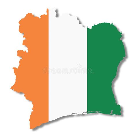 Ivory Coast Flag Map 3d Illustration With Clipping Path Cote DIvoire