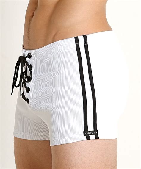 Sauvage Classic Fit Football Lace Up Trunk Whiteblack 194wb Free