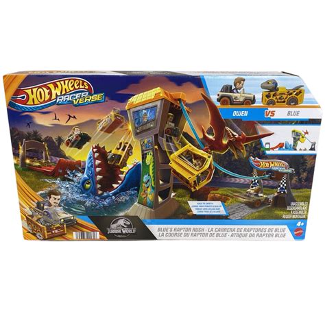 Pista Hot Wheels Racer Verse Atque da Raptor Blue Jurassic W Fátima Criança