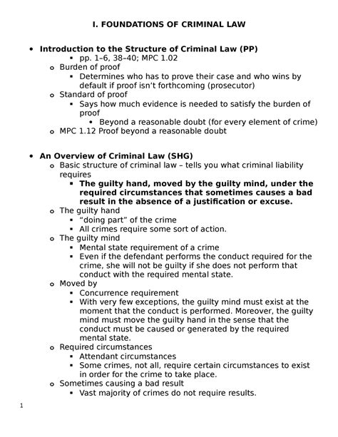 Criminal Law Outline I Foundations Of Criminal Law Introduction To