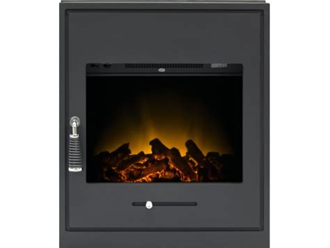 adam oslo electric inset stove  black  remote control fireplace