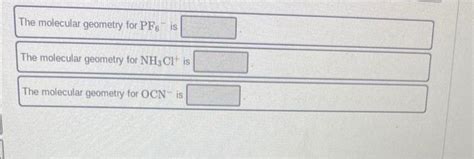 Solved The molecular geometry for HCN is The molecular | Chegg.com